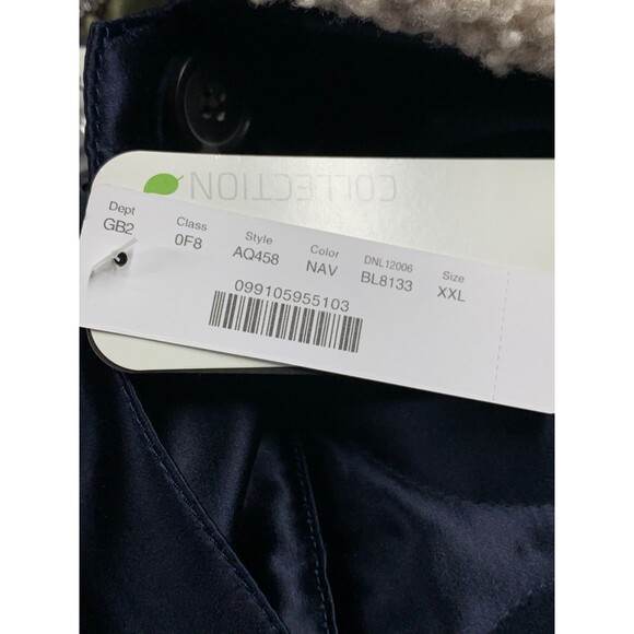 NWT J.Crew Collection Quilted Cocoon Coat Primaloft® Sz XXL Navy Sherpa Collar - Picture 8 of 14